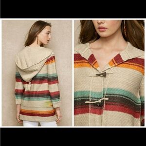 Ralph Lauren silk blend southwestern style hooded sweater jacket.